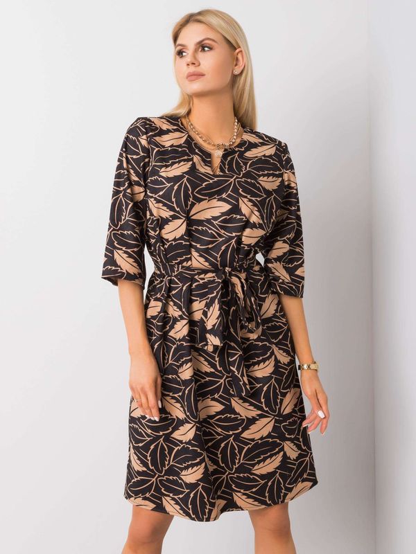 Fashionhunters Black-beige dress Luna