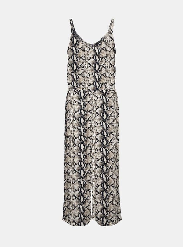 Vero Moda Black-beige patterned cropped jumpsuit VERO MODA Simply - Ladies