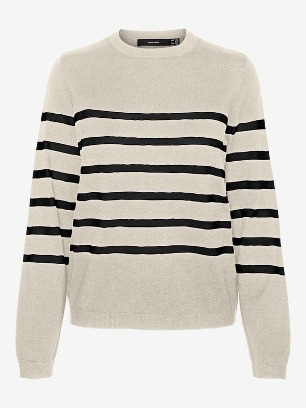 Vero Moda Black-beige women's striped sweater Vero Moda Saba