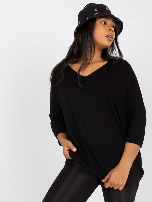 Fashionhunters Black blouse for everyday wear with 3/4 sleeves