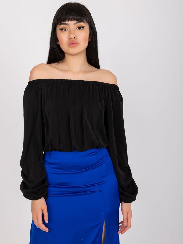 Fashionhunters Black blouse of one size with wide Nineli sleeves