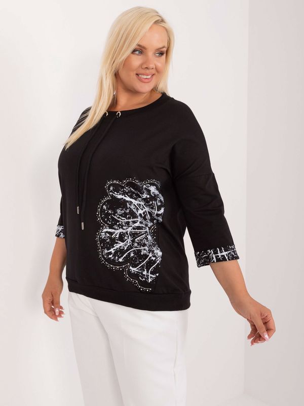 Fashionhunters Black blouse plus size with 3/4 sleeves