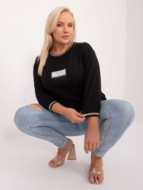 Fashionhunters Black blouse plus size with 3/4 sleeves