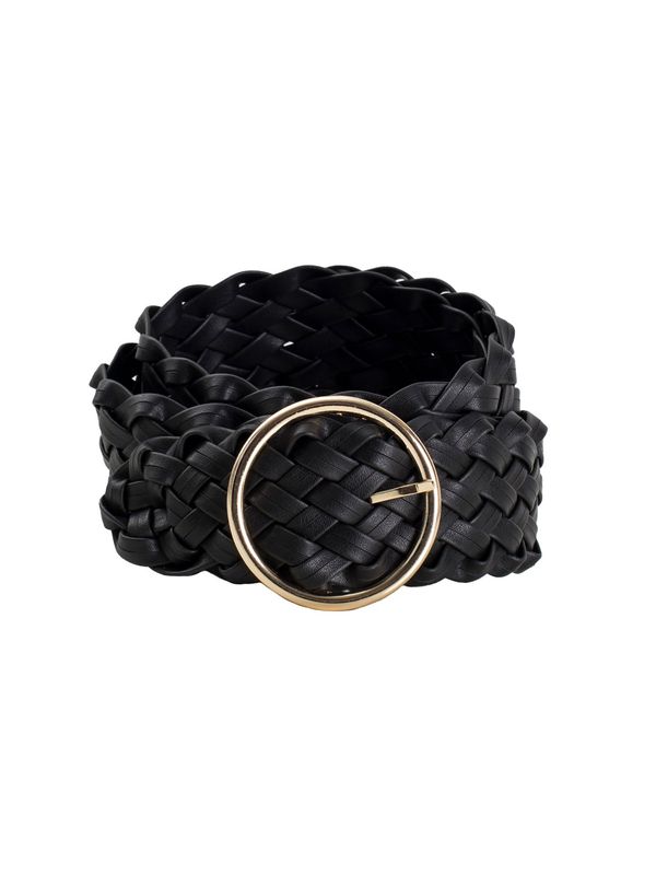 Fashionhunters Black braided belt made of eco-leather OCH BELLA