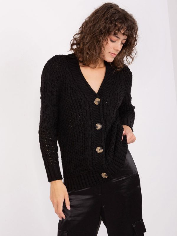 Fashionhunters Black cardigan with wool