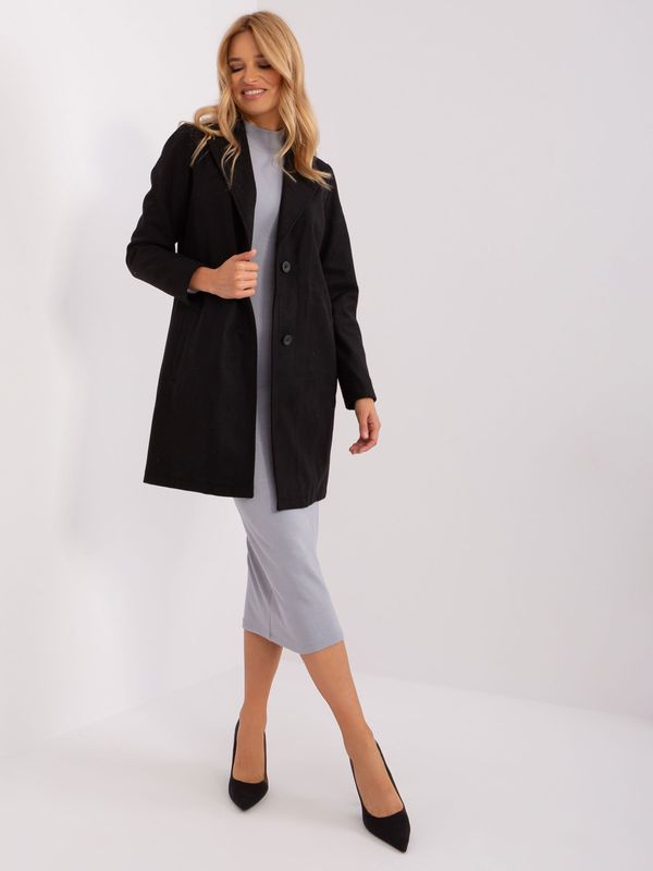 Fashionhunters Black coat with buttons and pockets