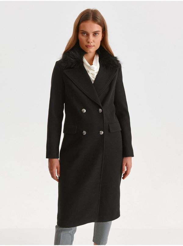 Top Secret Black coat with faux fur collar TOP SECRET - Women