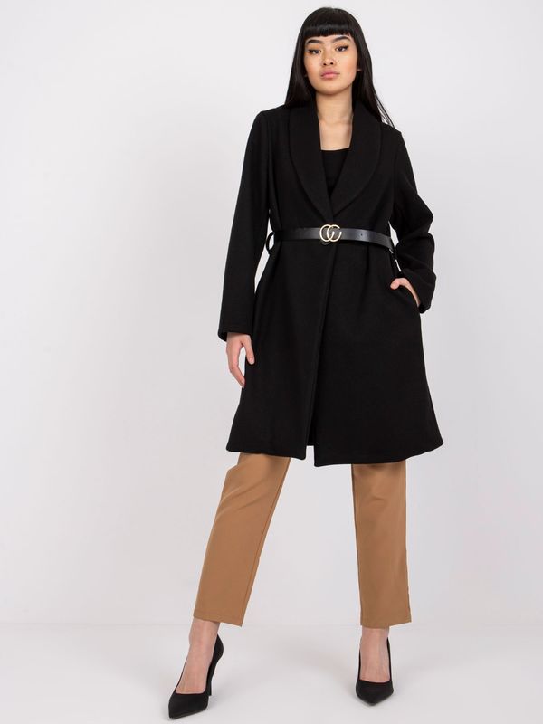 Fashionhunters Black coat with Luna belt