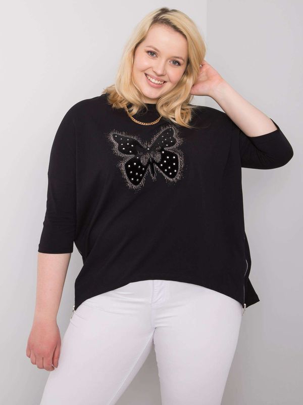 Fashionhunters Black cotton blouse with application