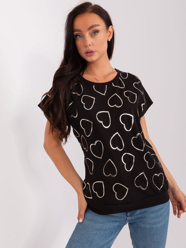 Fashionhunters Black cotton blouse with print