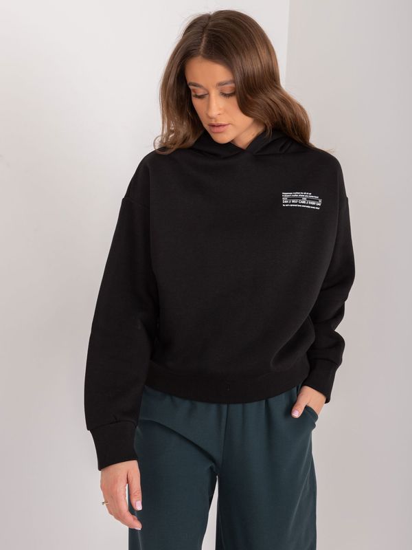 Fashionhunters Black cotton hooded sweatshirt SUBLEVEL