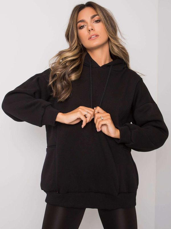 Fashionhunters Black cotton sweatshirt