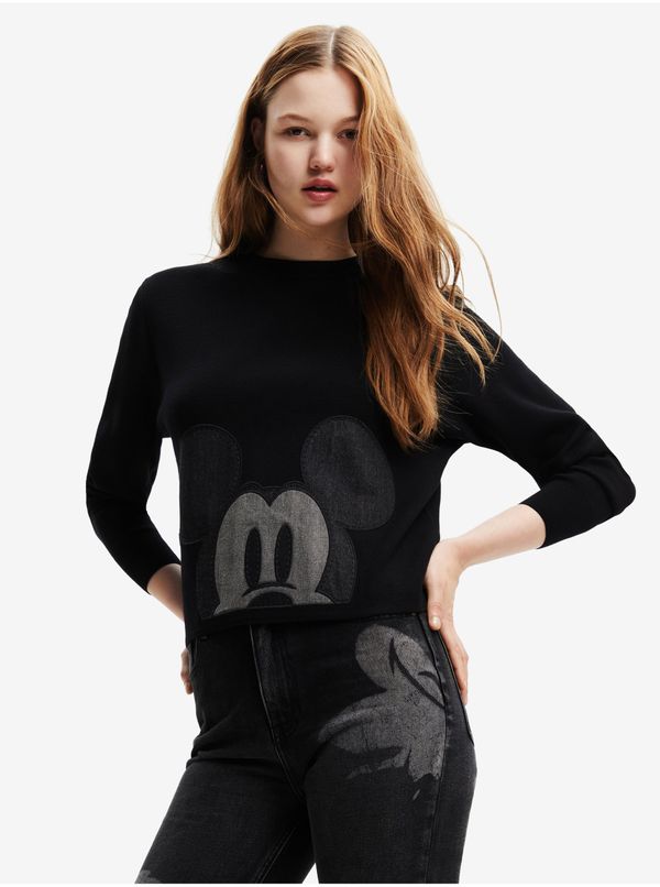 DESIGUAL Black Desigual Mickey Patch Denim Womens Sweater - Women