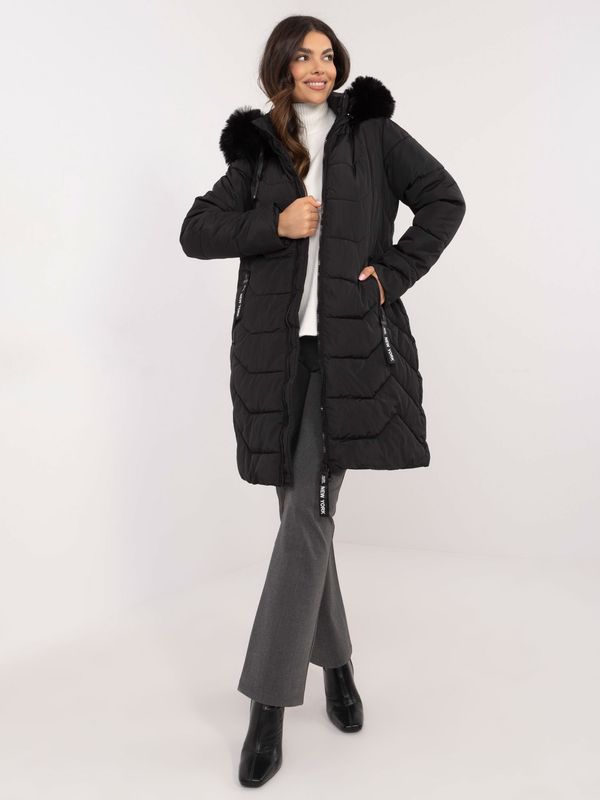 Factory Price Black down winter jacket with fur