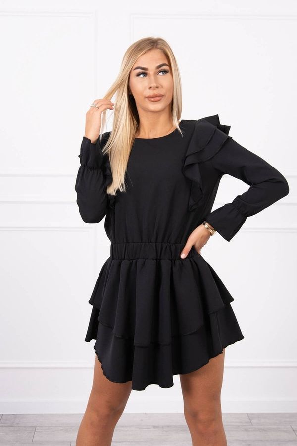 Kesi Black dress with vertical ruffles