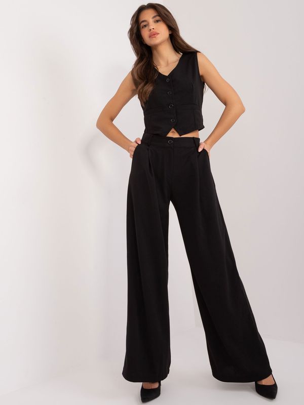 Fashionhunters Black elegant set with wide trousers RUE PARIS