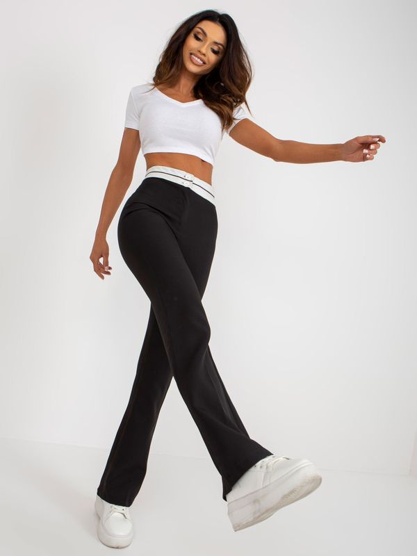Fashionhunters Black fabric flared trousers without pockets