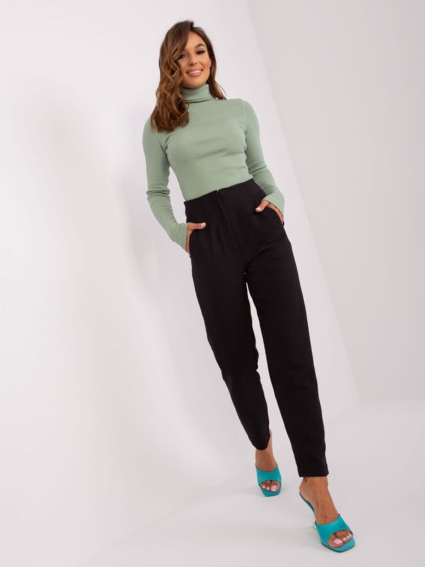 Fashionhunters Black fabric trousers with zipper by OCH BELLA