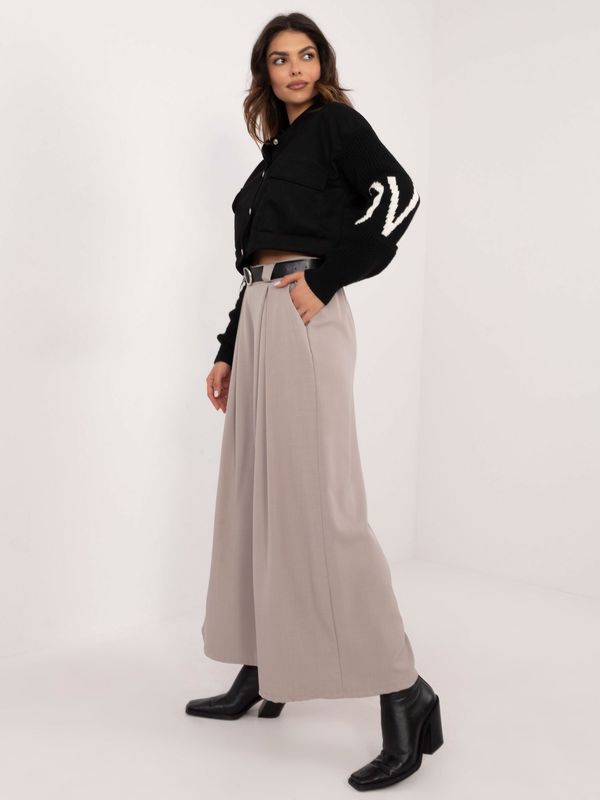 Italy Moda Black fabric wide trousers with belt