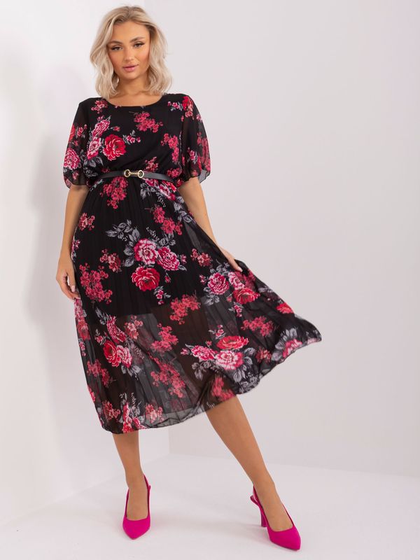 Fashionhunters Black floral dress with short sleeves