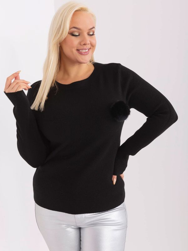 Fashionhunters Black knitted viscose sweater plus size