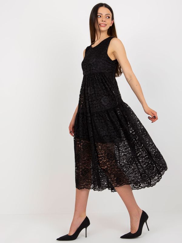 Fashionhunters Black lace dress with ruffle OCH BELLA