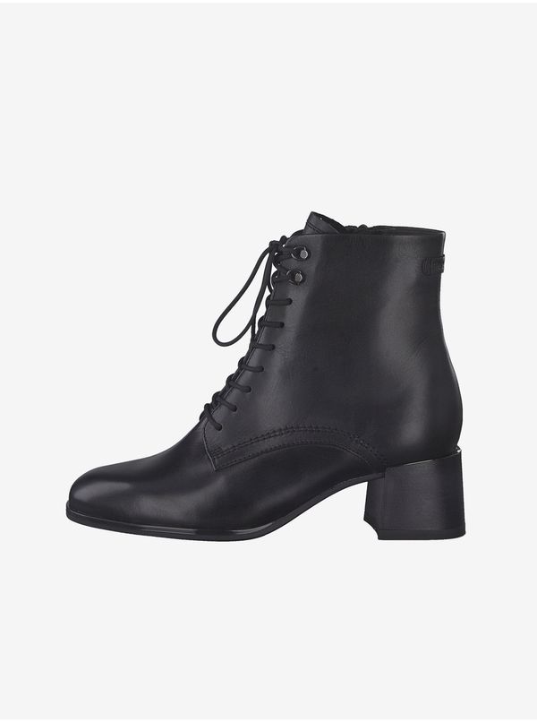 Tamaris Black Leather Heeled Ankle Boots for Women Tamaris - Ladies