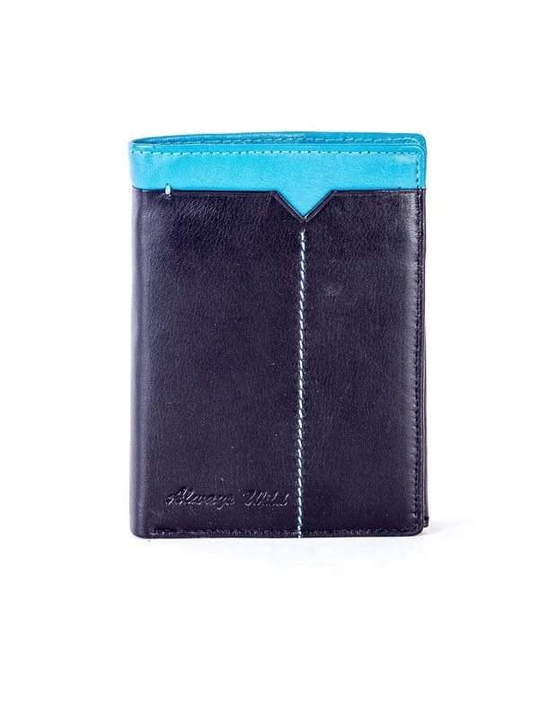 Fashionhunters Black leather wallet with blue inset