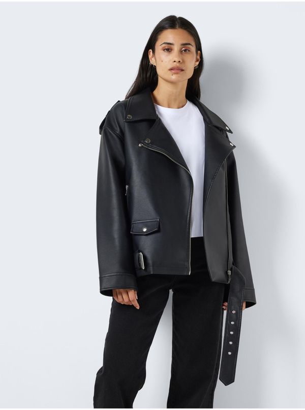 Noisy May Black Leatherette Oversize Jacket Noisy May Paulina - Ladies