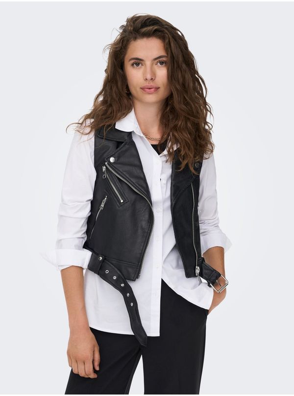 Only Black leatherette vest ONLY Vera - Ladies