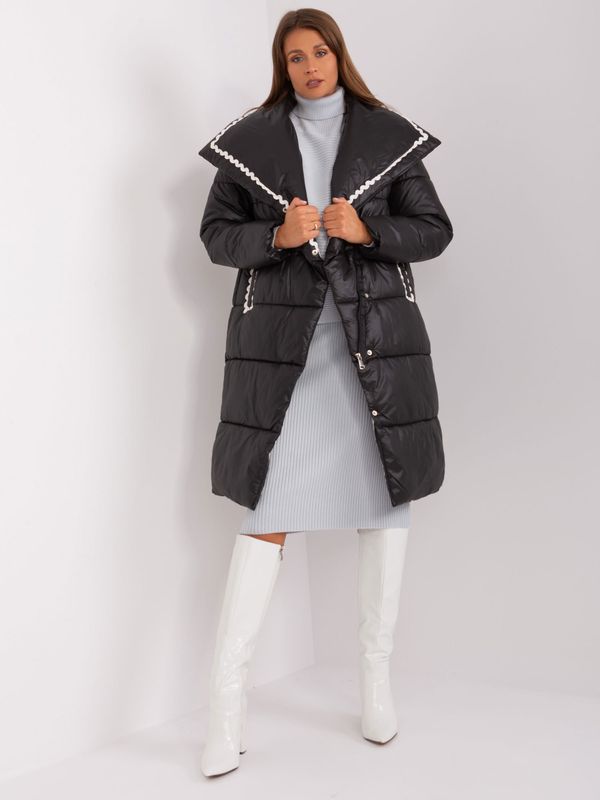 Fashionhunters Black Long Winter Jacket With Pockets