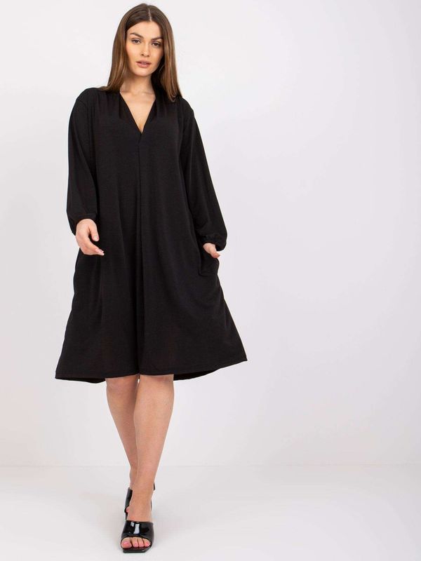 Fashionhunters Black loose dress with Rimini pockets