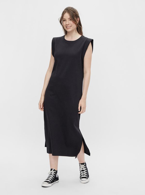 Pieces Black Maxi Dress with Slit Pieces Temmo - Women