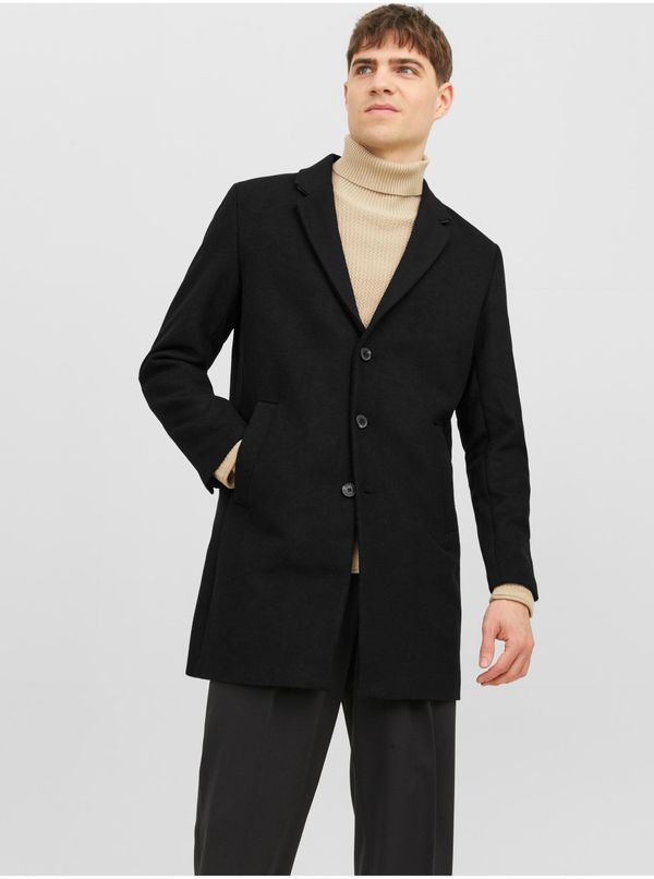 Jack & Jones Black men's coat with wool Jack & Jones Morrison - Men