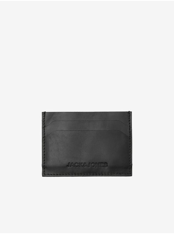 Jack & Jones Black Men's Leather Jack & Jones Side Credit Card Case - Mens