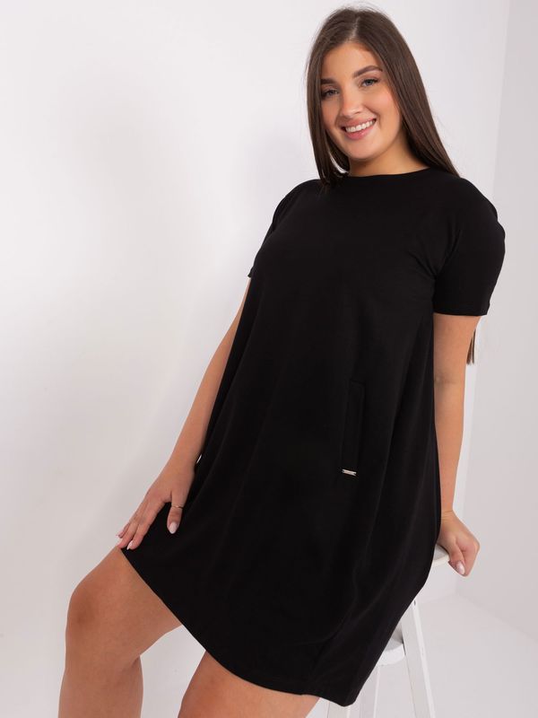 Fashionhunters Black Minidress Plus size Basic