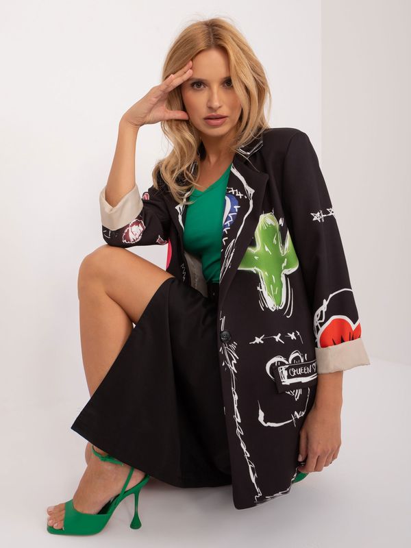 Fashionhunters Black oversize jacket with print