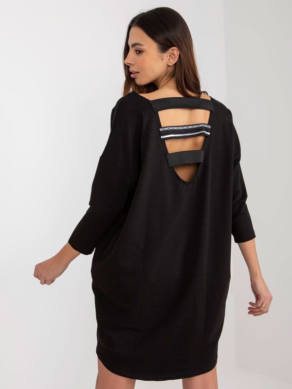 Fashionhunters Black oversize tracksuit dress