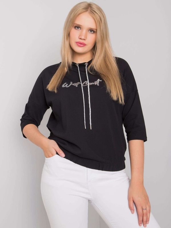 Fashionhunters Black oversized cotton blouse with application