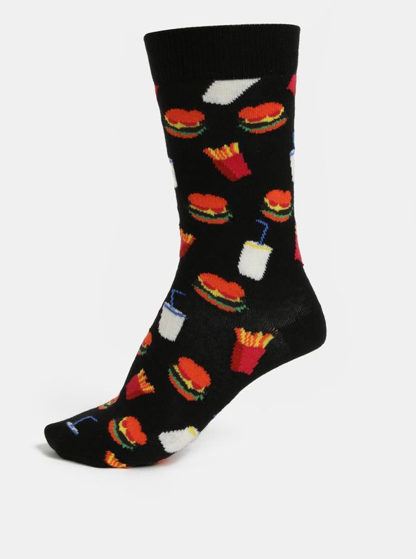 Happy Socks Black Patterned Unisex Socks Happy Socks Hamburger