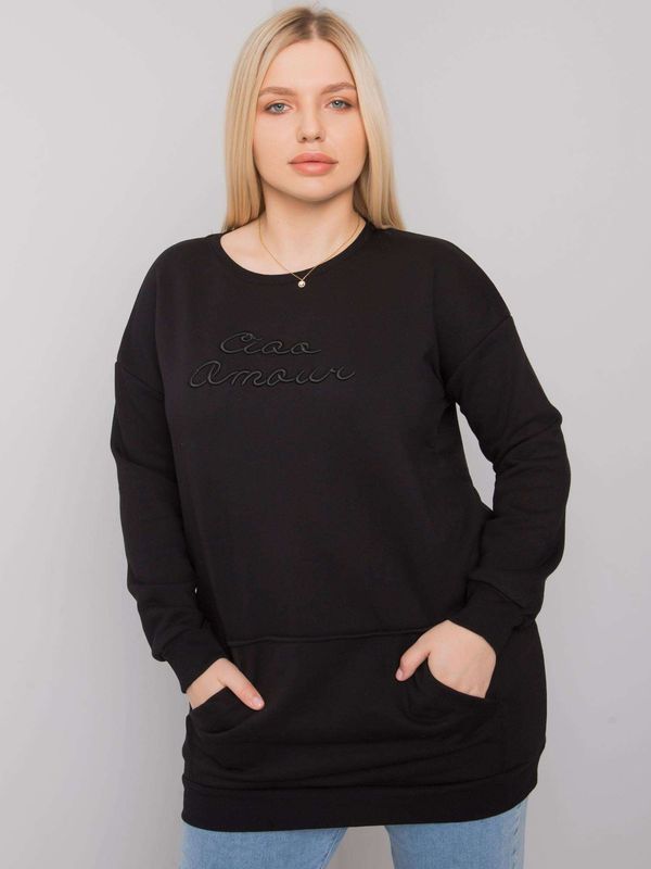 Fashionhunters Black Plus Size Kangaroo Sweatshirt