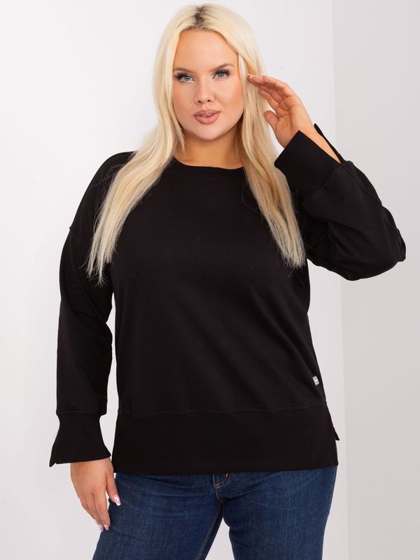 Fashionhunters Black plus size sweatshirt with slits on the sleeves