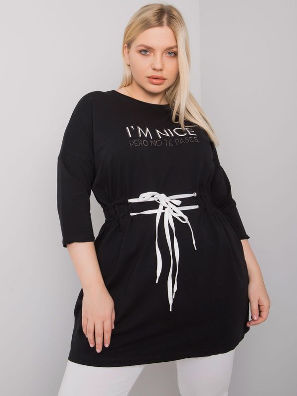 Fashionhunters Black plus tunic with inscription