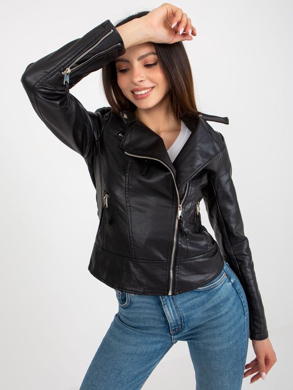 Fashionhunters Black ramones jacket with zippers on the sleeves