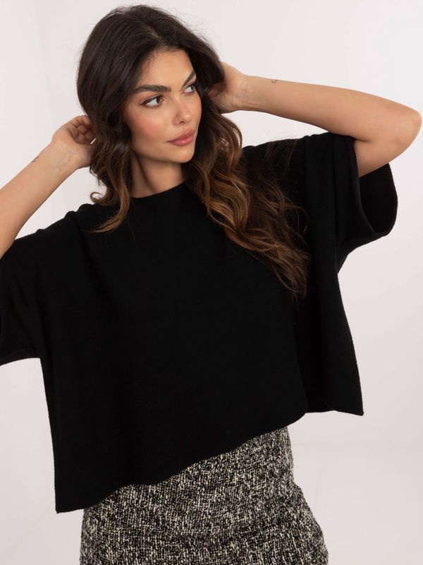 Fashionhunters Black short oversize sweater