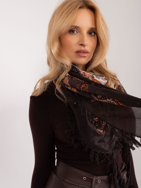 Fashionhunters Black silk scarf with oriental patterns