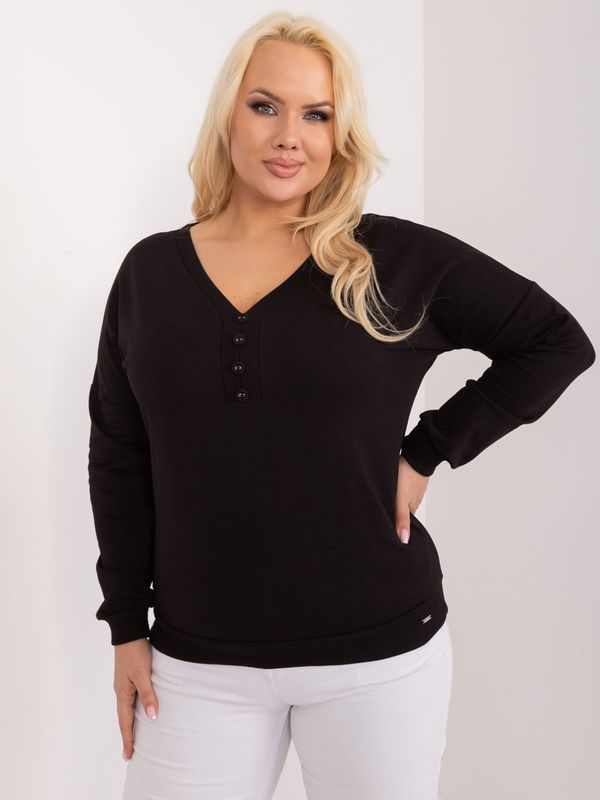 Fashionhunters Black simple cotton blouse plus size