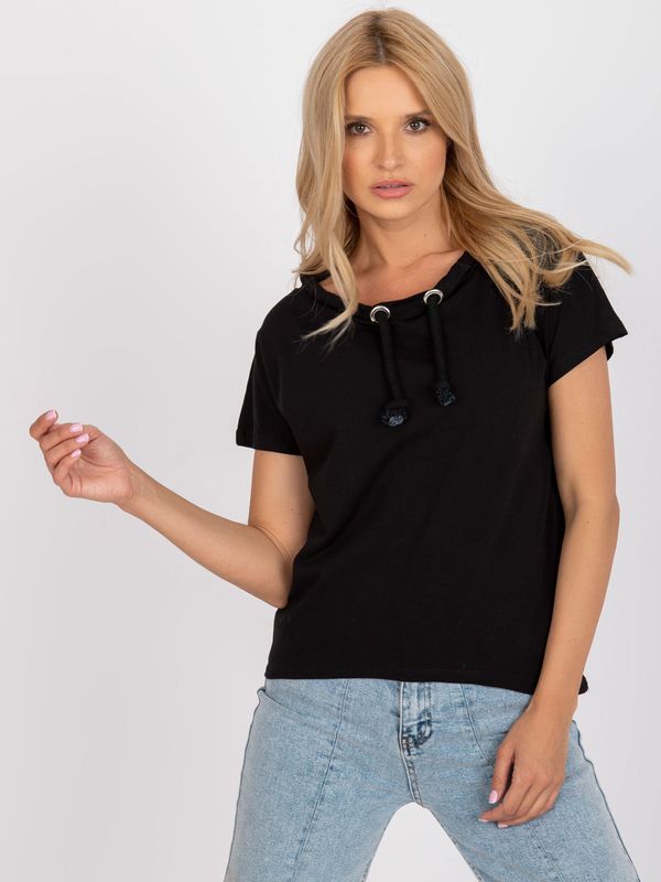 Fashionhunters Black smooth basic blouse loose cut Antonine RUE PARIS