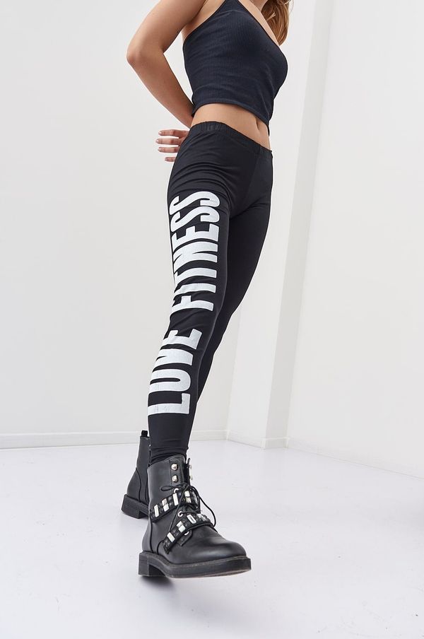 FASARDI Black sports leggings with white print
