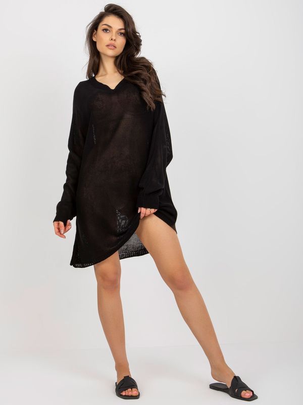 Fashionhunters Black summer knitted dress